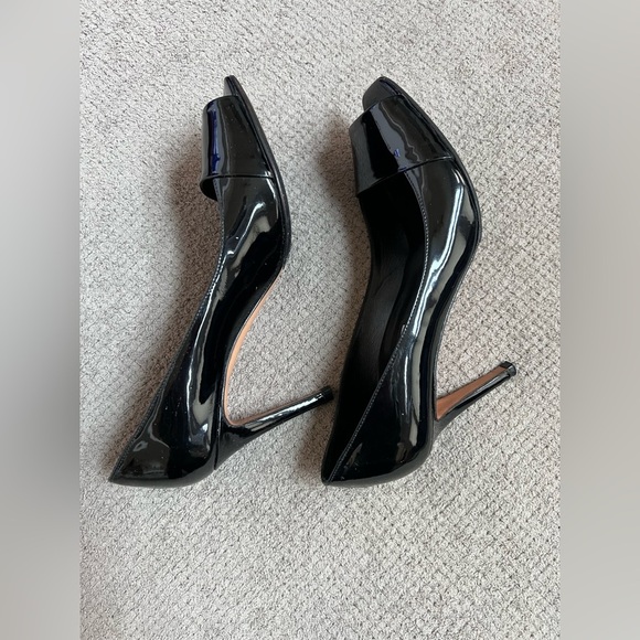 Charles David Women’s 8.5 Black Patent Leather Open Toe 3.5” High Heel Pump Shoe - Picture 9 of 13